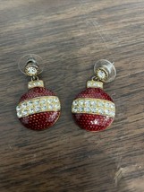 Pair of Eisenberg Ice Christmas Ornament Pierced Earrings Red Bulbs - £13.36 GBP