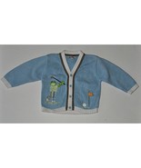 Hartstrings Blue Knit Sweater Cardigan Baby 12 Months Golfing Frog Hallo... - $34.60