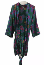 Mystique Intimates Polyester Floral Long Sleeve Sash Tie Long Robe Sz M - $21.00