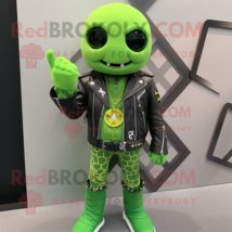 Lime Green Celtic Cross mascot costume character dressed with a Moto Jacket and  - £901.02 GBP