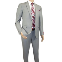 Men RENOIR suit Solid Two Button Business or Formal Slim Fit 202-2 Light gray image 14