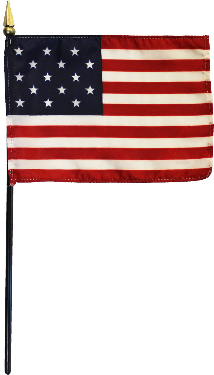 USA (15-Stars) - 4&quot;X6&quot; Stick Flag - $2.82