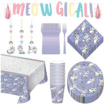 Sassy Caticorn Party Supplies - Fancy Unicorn Cat Meowgical Paper Desser... - £13.38 GBP+