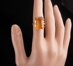 10CT Imperial Citrine ring / huge ring / size 6 1/2 / sterling cocktail ring / 1 - £194.27 GBP