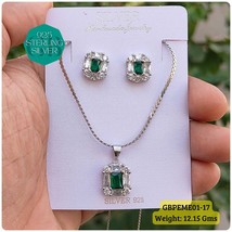 925 Silver Pendant Earrings Set With Imported Rodium Chains - Regal Coll... - $68.57 CAD+