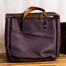LE Handcrafted Everyday Purple Leather Tote - $84.99