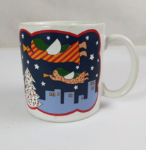 Vintage Angels Blowing Trumpets On Christmas Eve Night 3.58&quot; Coffee Cup ... - €8,32 EUR