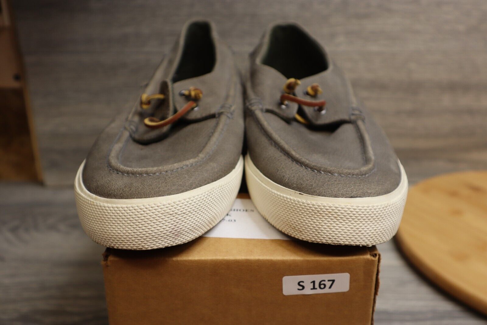 Primary image for Polo Ralph Lauren shoes men's 12 D gray grey grained nubuck leather boat