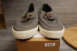 Polo Ralph Lauren shoes men&#39;s 12 D gray grey grained nubuck leather boat - $39.58