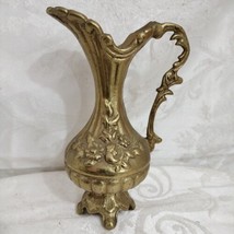 Vtg. Handmade Copper Coated Metal Italian Pitcher Footed W/Artistic Handle... - £39.51 GBP