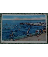 Vintage Color Tone Postcard, Bathing Beach and Pier at Roadside Park, Hu... - $6.77 CAD