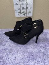 Guess Boots Black Chamois Suede High Heels Side Buckles Shoe/Booties Womens 8.5M - $34.65