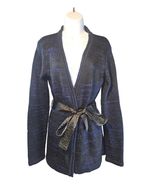 Narciso Rodriguez Cobalt Black Blue Cardigan Belted Knit Sweater Women&#39;s... - $20.49 CAD