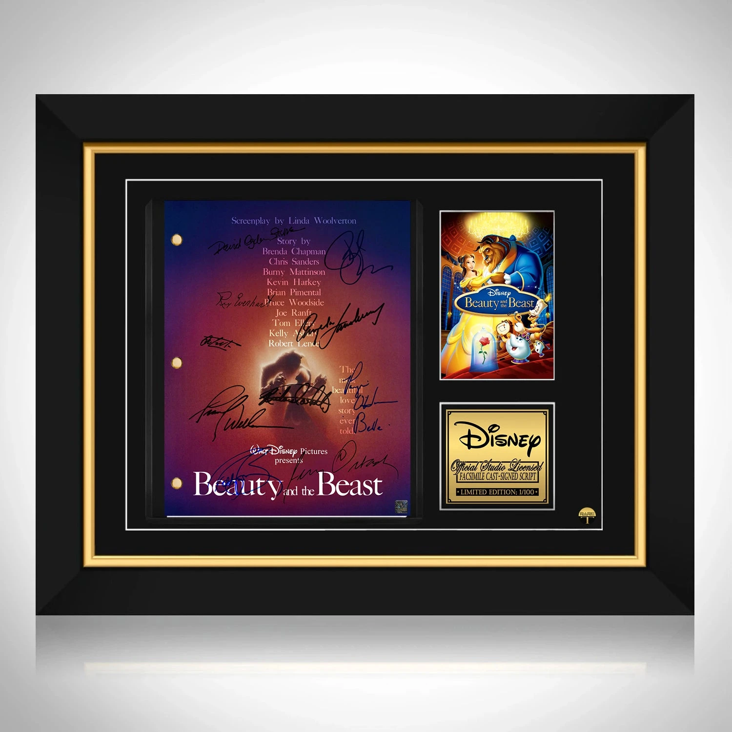 Beauty &amp; the Beast 1991 Transcript Limited Signature Edition Custom Frame  - £235.07 GBP