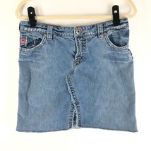 Silver Jeans Denim Mini Pencil Skirt Distressed Front Slit Size 29 - £11.45 GBP