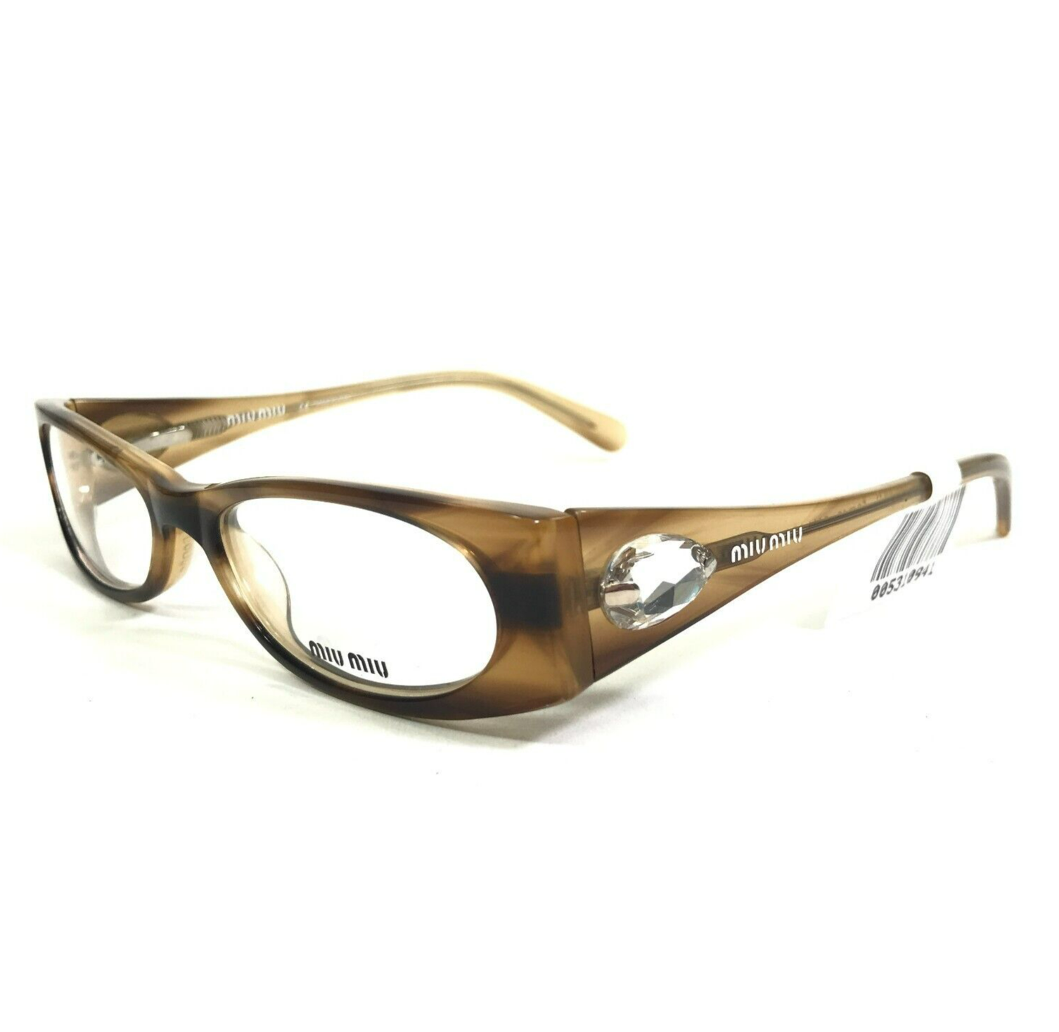 Miu Miu Eyeglasses Frames VMU05C 3AM-1O1 Clear Brown Horn Crystals 50-16-135 - £110.30 GBP