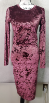 Michael Kors Bodycon Dress Womens Small Maroon Velvet Long Sleeve Round Neck EUC - £26.98 GBP