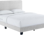 Full Bed In Light Gray With Channel-Tufted Performance Velvet By Modway. - $204.97