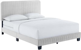 Full Bed In Light Gray With Channel-Tufted Performance Velvet By Modway. - £154.82 GBP
