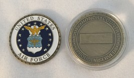 AIR FORCE CHALLENGE COIN UNITED STATES US DUTY HONOR COUNTRY GOLD &amp; BLUE... - $9.25