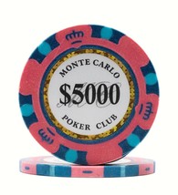50 Da Vinci Premium 14 gr Clay Monte Carlo Poker Chips, Pink $5000 Denom... - $24.99