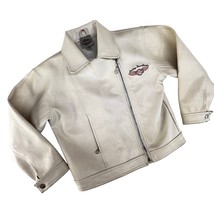 Harley Davidson y2k Vintage Girls Youth 6X Embroidered Faux Leather Jacket Ivory - $49.49