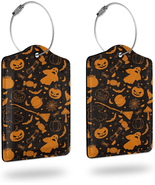 2 Pack Luggage Tags for Suitcases,Halloween Pumpkin Broom Candy Mushroom... - £12.58 GBP