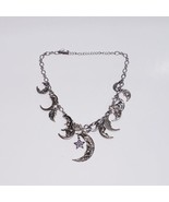 KIRKS FOLLY MOON SHADOW CHARM NECKLACE STATEMENT PIECE ANTIQUED SILVER TONE - $59.29