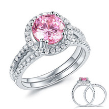 2 Ct Pink Created Diamond 925 Sterling Silver Wedding Engagement Bridal Ring Set - £71.40 GBP