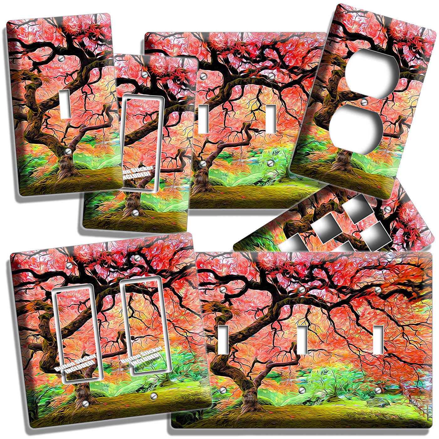 VIBRANT RED MAPLE JAPANESE TREE LIGHT SWITCH OUTLES WALL PLATE COVER ROOM DECOR
