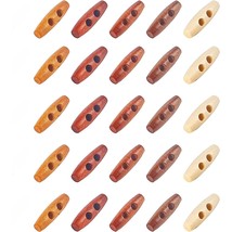 100 Pcs Wooden Buttons Oval Double Hole Buttons 2 Holes Horn Toggle Buttons Sewi - £20.17 GBP