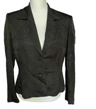 Vera Cristina Silk Linen Jacket Two Button Black Blazer Women’s Size S - £27.24 GBP