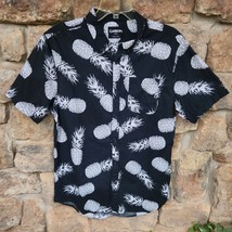 Button Front Short Sleeve Pineapple Print Casual Shirt Size Large - €13,02 EUR