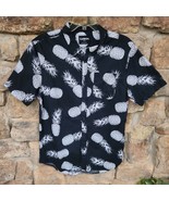 Button Front Short Sleeve Pineapple Print Casual Shirt Size Large - €13,02 EUR