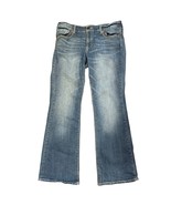 Seven7 Jeans Women’s Size 12 Bootcut Blue Denim Embroidered Pockets Dist... - $565.67 MXN