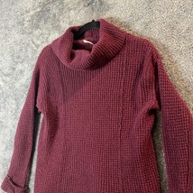 Free People Sweater Womens Small Maroon Wool CottageCore Waffle Knit Tur... - $17.13
