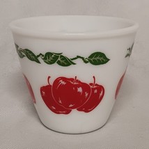 Hazel Atlas White Mixing Bowl Red Apples 6&quot; X 5&quot; Tall - $19.95