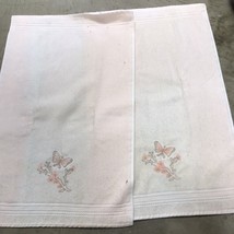 VTG (2) R. A. Briggs Hand Towels Pink And White Butterflies 15”x24” - £9.49 GBP