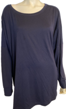 Carole Hochman Navy Blue Long Sleeve Boatneck T Shirt Size P3X - £22.41 GBP