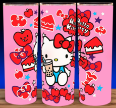 Hello Kitty Red Bows and Cake Slices Pink Tumbler Cup Mug 20oz - £15.78 GBP