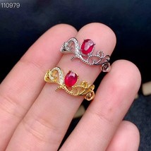 Natural ruby rings are plated with gold. 925 pure silver simple style  hot - £58.07 GBP