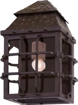 Seville Flush Mount Lantern Exterior Hand Forged Iron Bronze Caged Glass 1-Light - £585.63 GBP