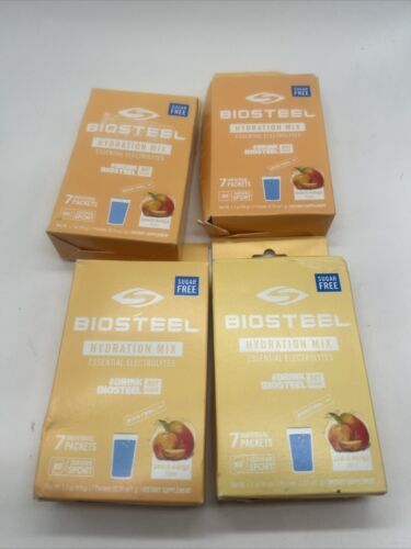 (4) BIOSTEEL ESSENTIAL  HIDRATION MIX SUGAR FREE PEACH MANGO FLAVOR 7 PA... - $14.99