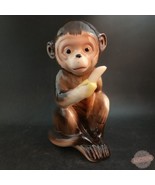 Rare Tilso Monumental Ceramic Ceramic Monkey With Banana, Hand Painted - $748.80 MXN