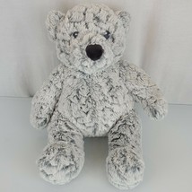 Macy's First Impressions Frosted Gray White Black Tan Stuffed Plush Teddy Bear  - $69.29
