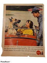 1960 Coca Cola Soft Drink Soda Pop Great Dane Dog In Convertible Coke Print Ad - £15.54 GBP