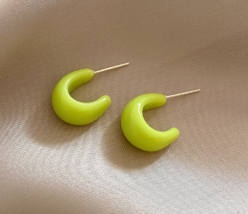 Simple hoop earrings Niche design candy-colored earrings - £15.82 GBP
