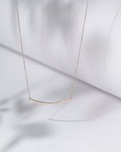 14k Gold Bar Necklace/Curved Bar Necklace/Layering Gold Necklace - $296.99