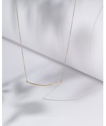 14k Gold Bar Necklace/Curved Bar Necklace/Layering Gold Necklace - $296.99