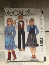 McCalls 7201 Sewing Pattern Girl Sz 7 Western Skirt Shirt Pant Vest VTG 1980 - £11.20 GBP